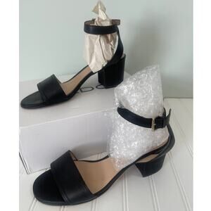 ALDO Black Leather Lolla Sandals Block Heels Shoes Ankle Straps Size Women's 10